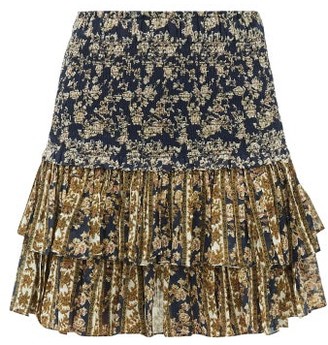 Etoile Isabel Marant Naomi Ruffled Floral-print Mini Skirt - Navy Multi