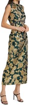 Thumbnail for your product : Lela Rose Metallic Floral Jacquard & Beaded Fringe Gown