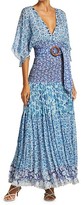 Thumbnail for your product : HEMANT AND NANDITA Paisley Kimono-Sleeve Belted Drop-Waist Pleated Dress