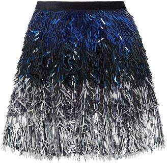 Alice + Olivia Cina Dégradé Sequined Tulle Mini Skirt