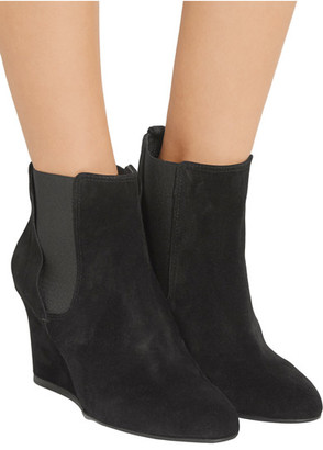 Lanvin Suede Wedge Ankle Boots - Black