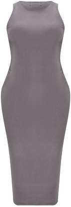 PrettyLittleThing Plus Charcoal Grey Second Skin Slinky Racer Neck Midaxi Dress