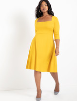 Thumbnail for your product : ELOQUII 3/4 Sleeve Fit and Flare Dress