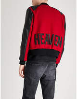 Thumbnail for your product : Saint Laurent Contrasting wool-blend and leather varsity jacket