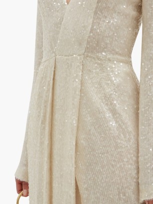 Galvan St Moritz Sequinned Side-slit Gown - White