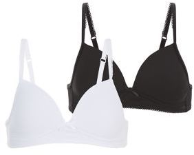 New Look Teens 2 Pack Black and White Non Wired Bras