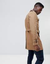 Thumbnail for your product : ASOS Design Shower Resistant Double Breasted Trench In Tobacco