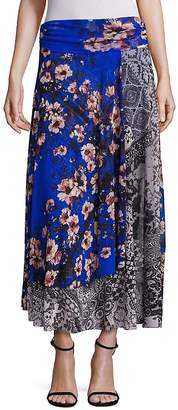 Fuzzi Women's Vintage Floral Patch Maxi Skirt