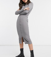 Thumbnail for your product : Collusion long sleeve midi zip-front dress in grey