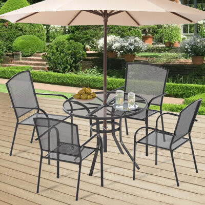 Lark Manor Outdoor Metal Patio Table And Chairs Set For 4