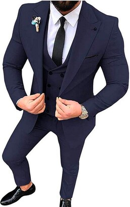 Mens 3 Piece Suit Groom Wedding Slim Fit Evening Formal Dinner Tuxedo Coat  Pants