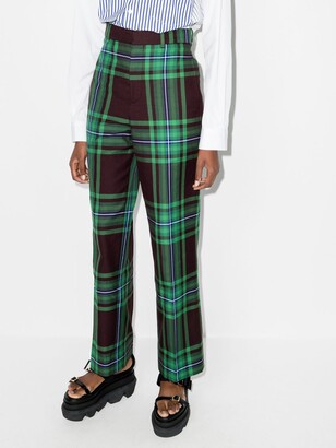 Charles Jeffrey Loverboy Green Checked Tailored Trousers