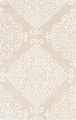 One Allium Way Bernon Hand Tufted Viscose/Wool Damask Rug in Beige