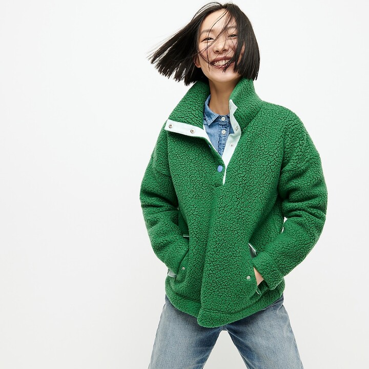 J.Crew Snap-collar sherpa sweatshirt in Polartec® fleece - ShopStyle