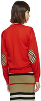 Thumbnail for your product : Burberry Red Vintage Check Elbow Patch Dornoch Cardigan