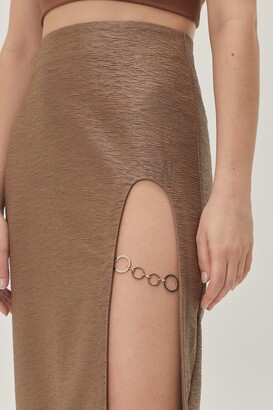 Nasty Gal Womens Textured Chain Midi Slit Skirt