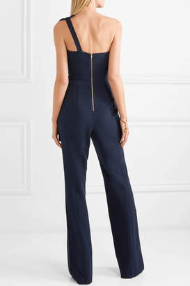 Rebecca Vallance Hamptons One-shoulder Bow-embellished Crepe Jumpsuit - Navy