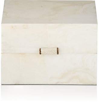 Ginger Brown Rock Crystal Square Box With Shagreen Handle