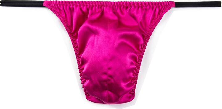 SilRiver Men's Silk Satin Thong Underwear Sexy Panties Pouch G-String ...