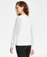 Thumbnail for your product : CeCe Women's Mock Neck Clip Dot Sheer Long Sleeve Sweater