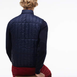 Lacoste Men's Lightweight Built-in Hood Quilted Down Packable Vest