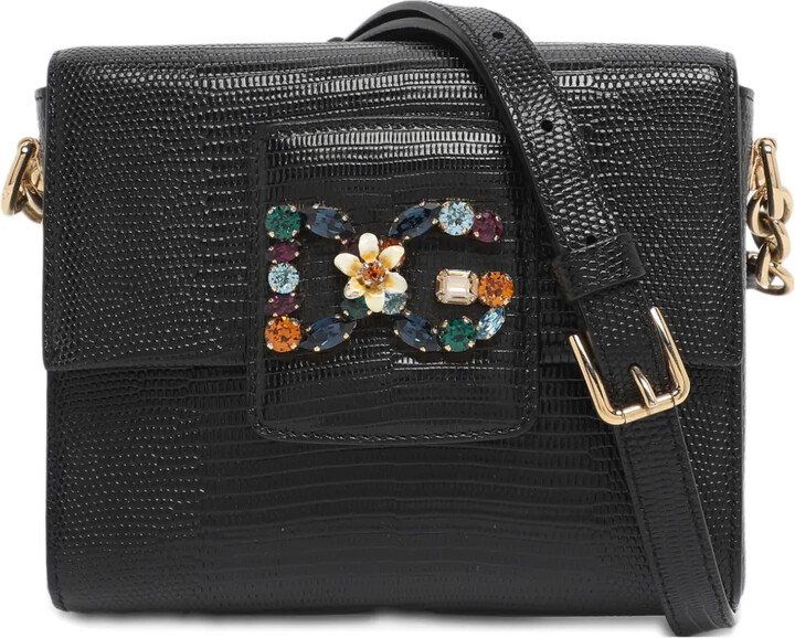 Dolce & Gabbana Pre-Owned DG Millennials lizard-embossed embellished leather shoulder bag