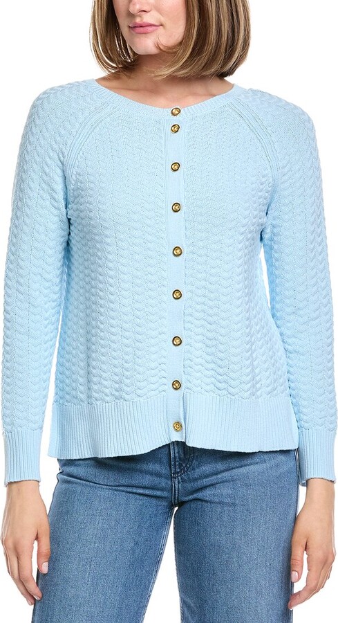 Hannah Rose Button Arrow Stitch Reversible Cashmere-Blend Cardigan