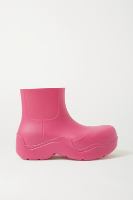 pink and green rain boots