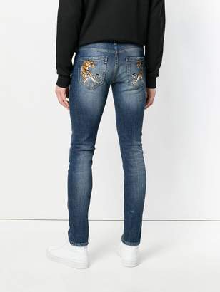 Philipp Plein tiger embroidered skinny jeans