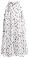 Thumbnail for your product : Emilia Wickstead Evelyn Floral Print Linen Maxi Skirt - Womens - White Print