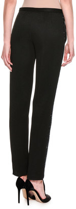 Giorgio Armani Embellished Slim-Straight Pants, Black