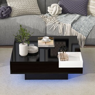 NINEDIN Square Coffee Table Entryway Table with Detachable Tray and Plug-in  16-color LED Strip Lights Sofa Tables for Living Room - ShopStyle