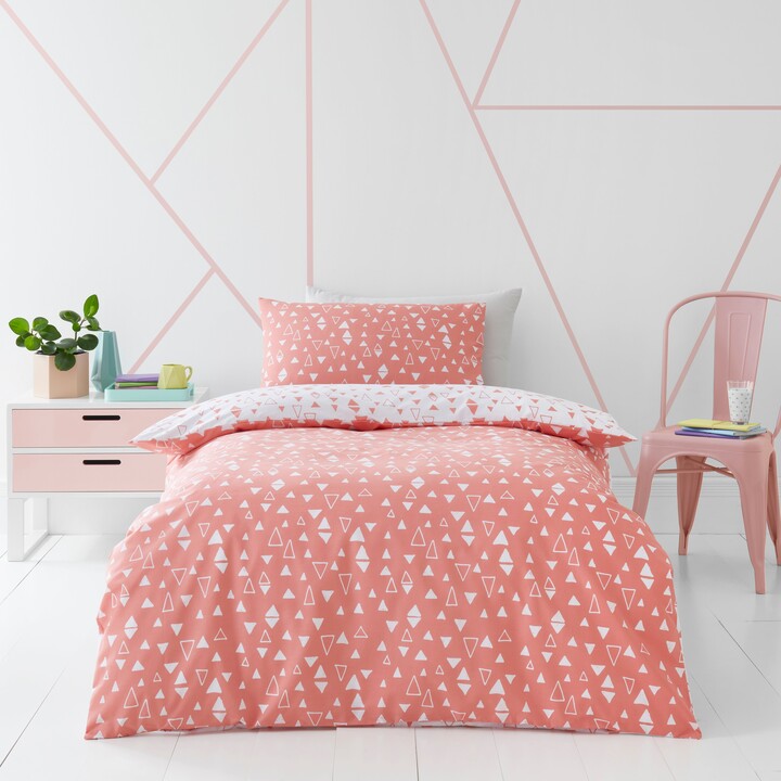 Dunelm Triangle Duvet Cover and Pillowcase Set Coral ShopStyle