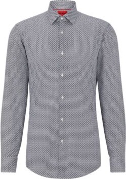 HUGO BOSS Slim-fit shirt in printed cotton poplin