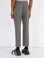 Thumbnail for your product : Gucci Mid Rise Check Wool Trousers - Mens - Grey
