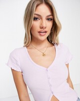 Thumbnail for your product : New Look button through cropped cardi in lilac