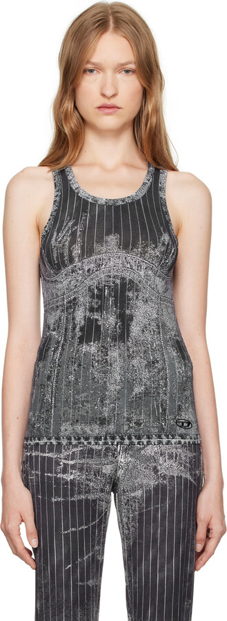 Diesel Black T-Stripe Tank Top