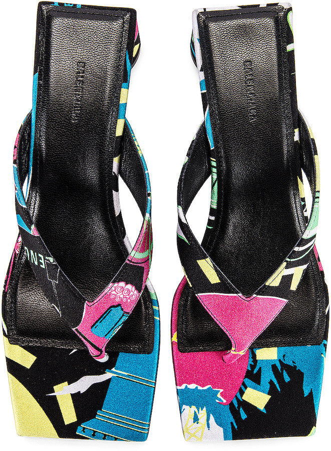 Balenciaga Paris Double Square Sandals in Black & Pink & Blue | FWRD -  ShopStyle