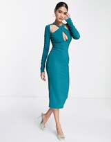 Thumbnail for your product : ASOS DESIGN cross-front midi dress in teal