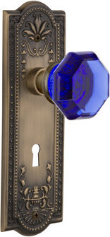 Nostalgic Warehouse Meadows Plate with Decorative Keyhole and Waldorf Cobalt Door Knob
