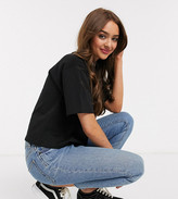 Thumbnail for your product : ASOS DESIGN Petite boxy crop t-shirt with high neck in black
