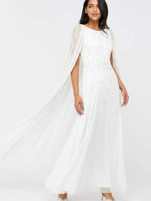 Monsoon Naomi Bridal Embellished Cape Maxi Dress - Ivory