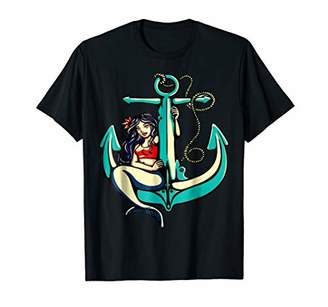 Pretty Sirem Anchor Girl School Sailor Tatto T-Shirt