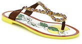 Thumbnail for your product : Dolce & Gabbana Bejeweled Flat Leather Thong Sandals