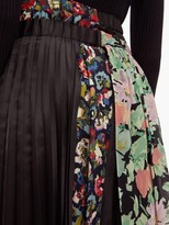 Thumbnail for your product : Junya Watanabe Floral-print Crepe And Satin Pleated Skirt - Black Multi