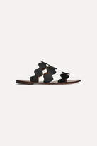 Thumbnail for your product : Chloé Lauren Scalloped Textured-leather Slides - Black