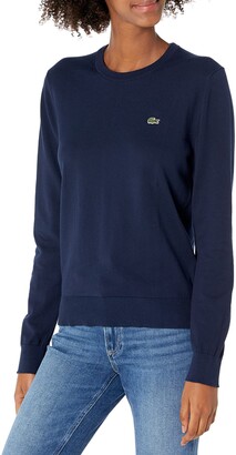 Lacoste Women's Long Sleeve Cotton Crewneck Sweater - ShopStyle