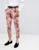 Thumbnail for your product : Moss Bros skinny suit pants with stretch in floral crushed velvet