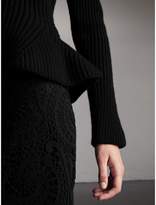 Thumbnail for your product : Burberry Knitted Wool Cashmere Blend Peplum Jacket