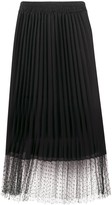 Thumbnail for your product : RED Valentino Point D'esprit Pleated Midi-Skirt